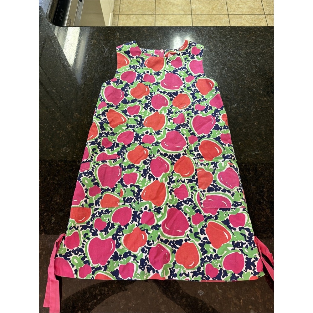 Lilly Pulitzer Little Girls Dress Sz 8 Apple Print A-line Sleeveless Church